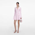 Pink Pearl Trim Knit Mini Dress