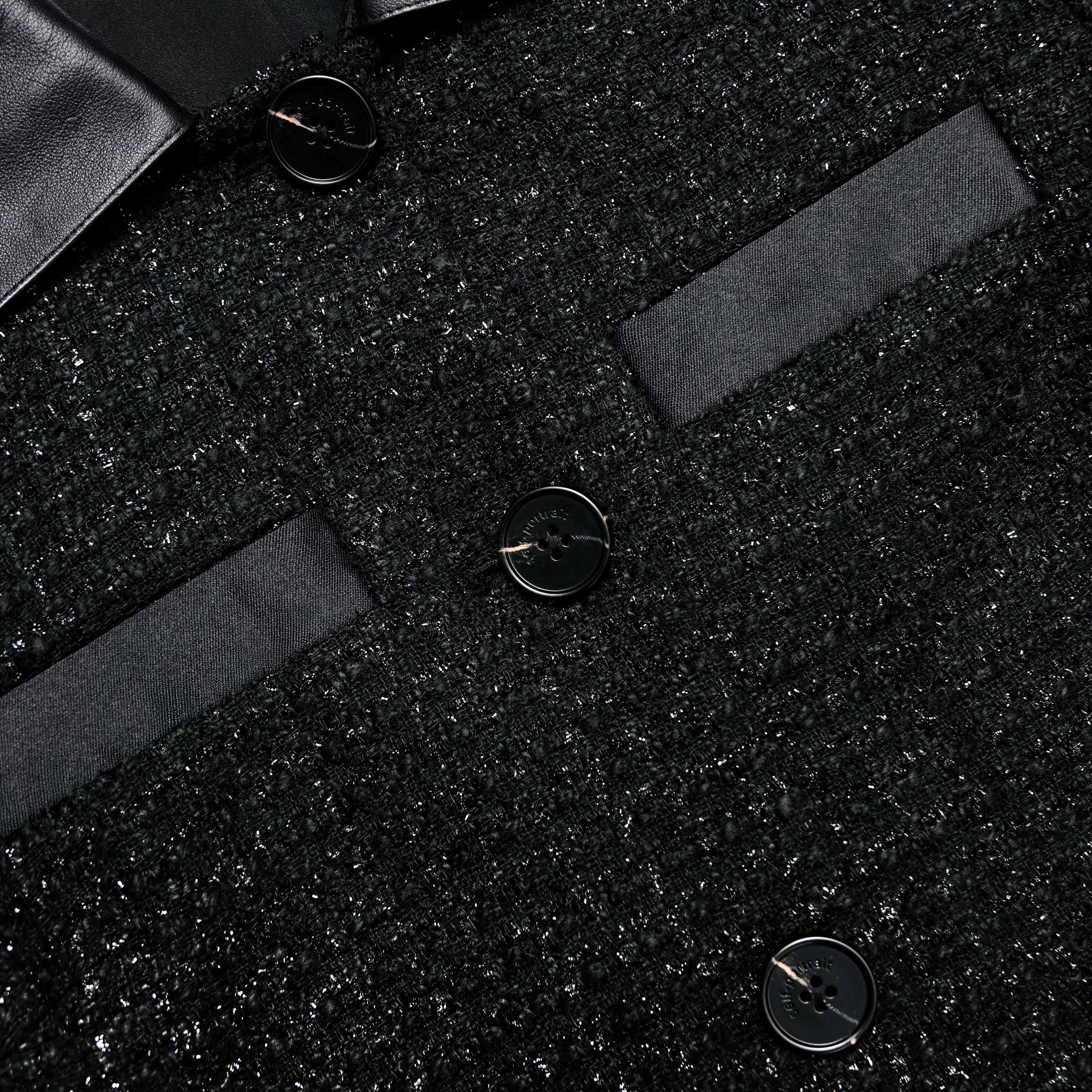 Black Boucle Contrast Collar Mini Dress