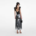 Silver Gradient Sequin Midi Skirt