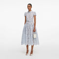 Blue Floral Lace  Midi Dress
