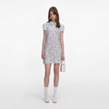 Blue Guipure Lace Mini Dress