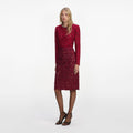 Burgundy Guipure Lace Midi Skirt