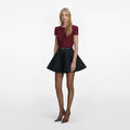 Burgundy Lace Crystal Trim Top