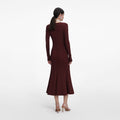 Brown Contrast Lace Knit Midi Dress