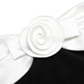 Black Crepe Flower Top