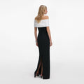 Black Crepe Flower Maxi Dress
