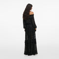 Black And Gold Chiffon Lace Maxi Skirt