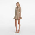 Gold Crystal Trim Knit Mini Dress