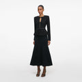 Black Sequin Knit Tailored Midi Dress