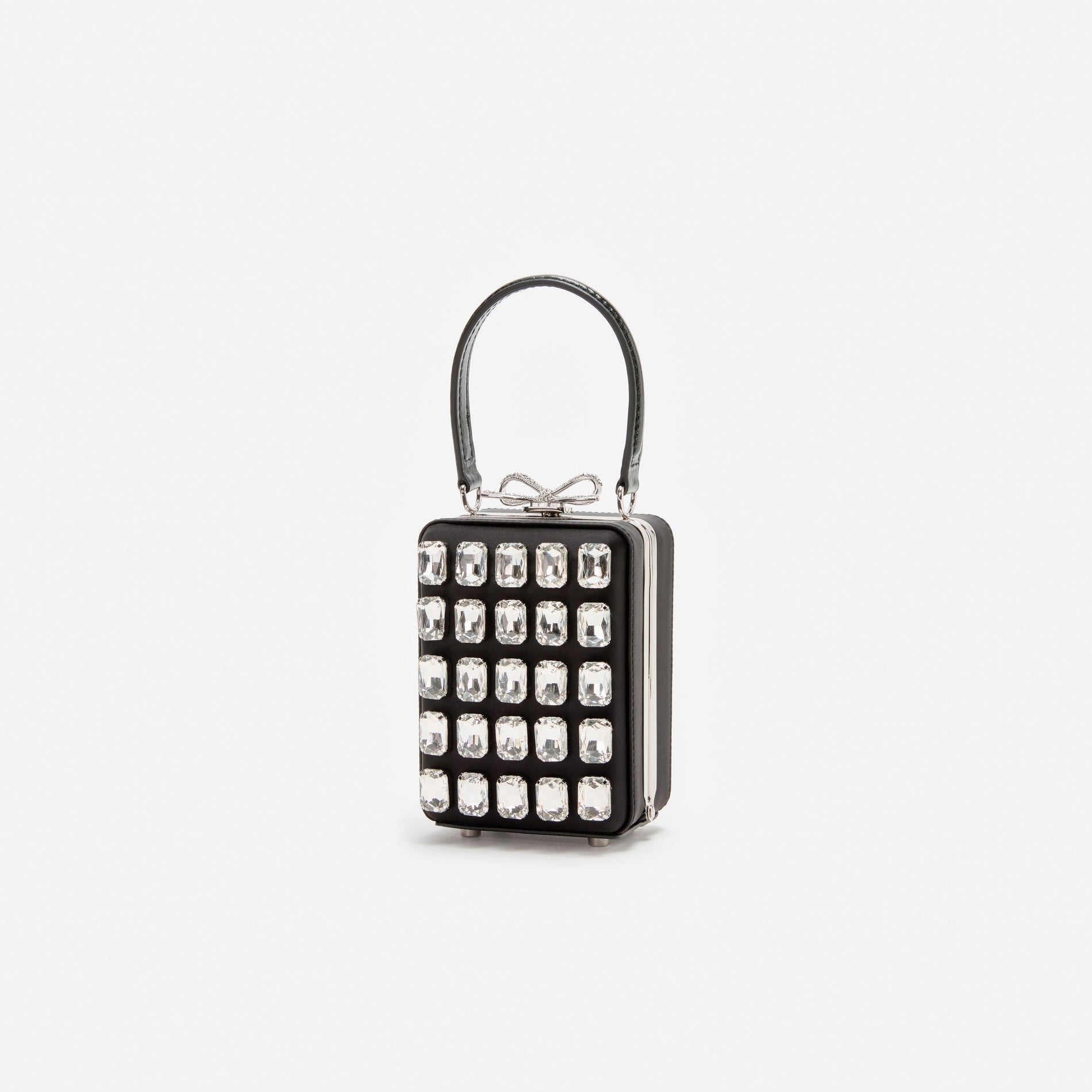 Black Satin Crystal Micro Bag