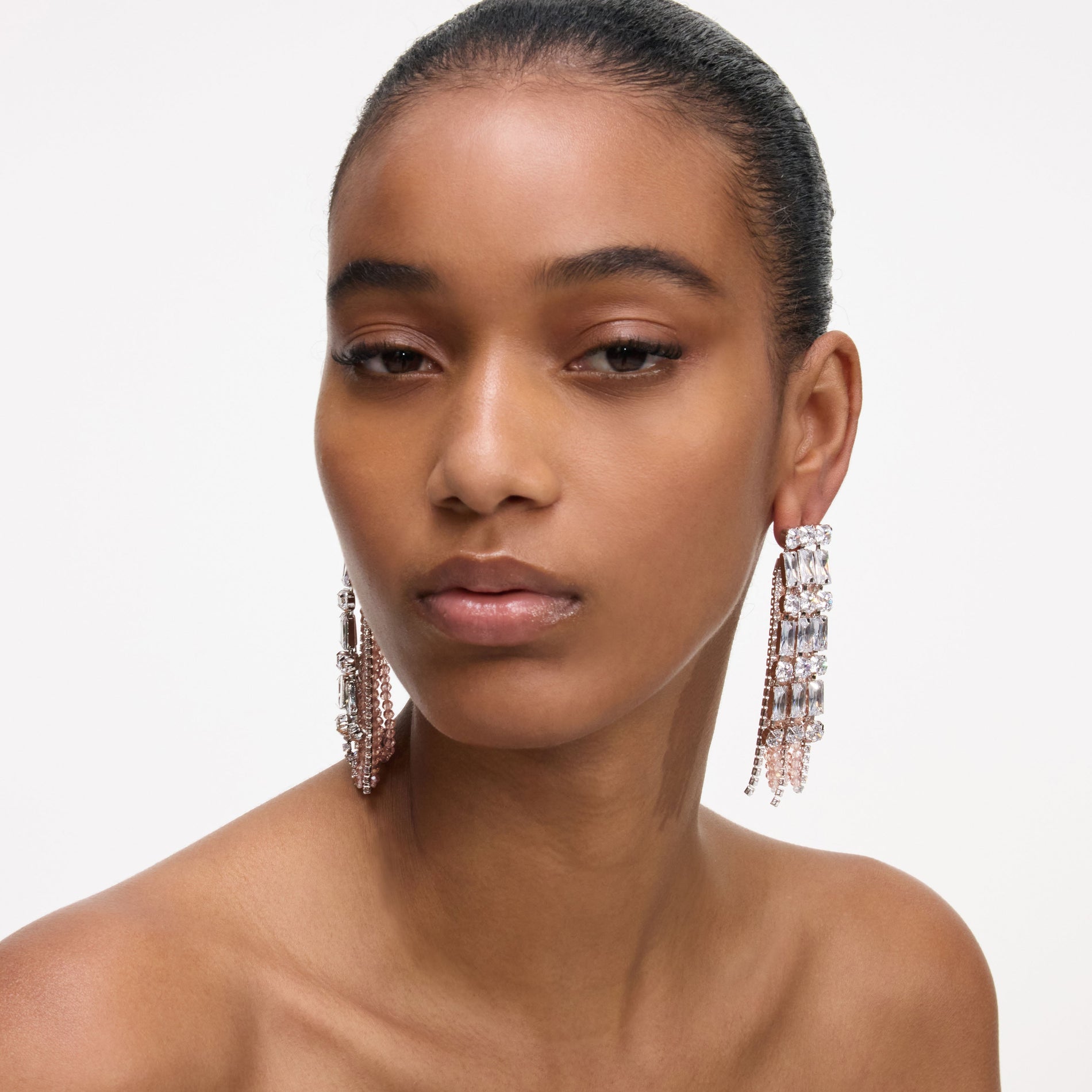 Crystal Pink Droplet Earrings