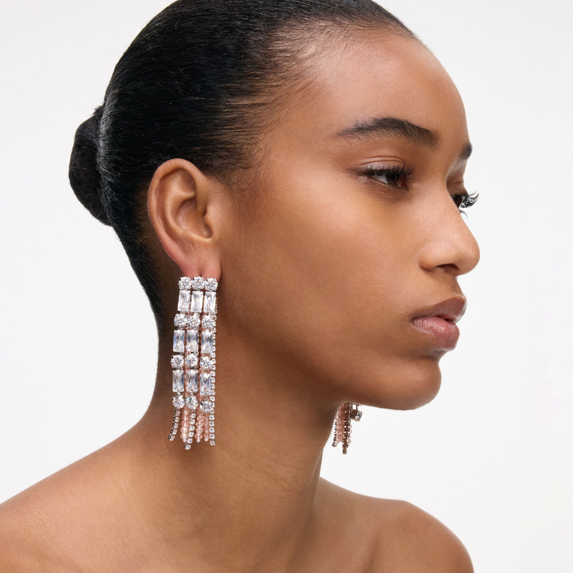 Crystal Pink Droplet Earrings