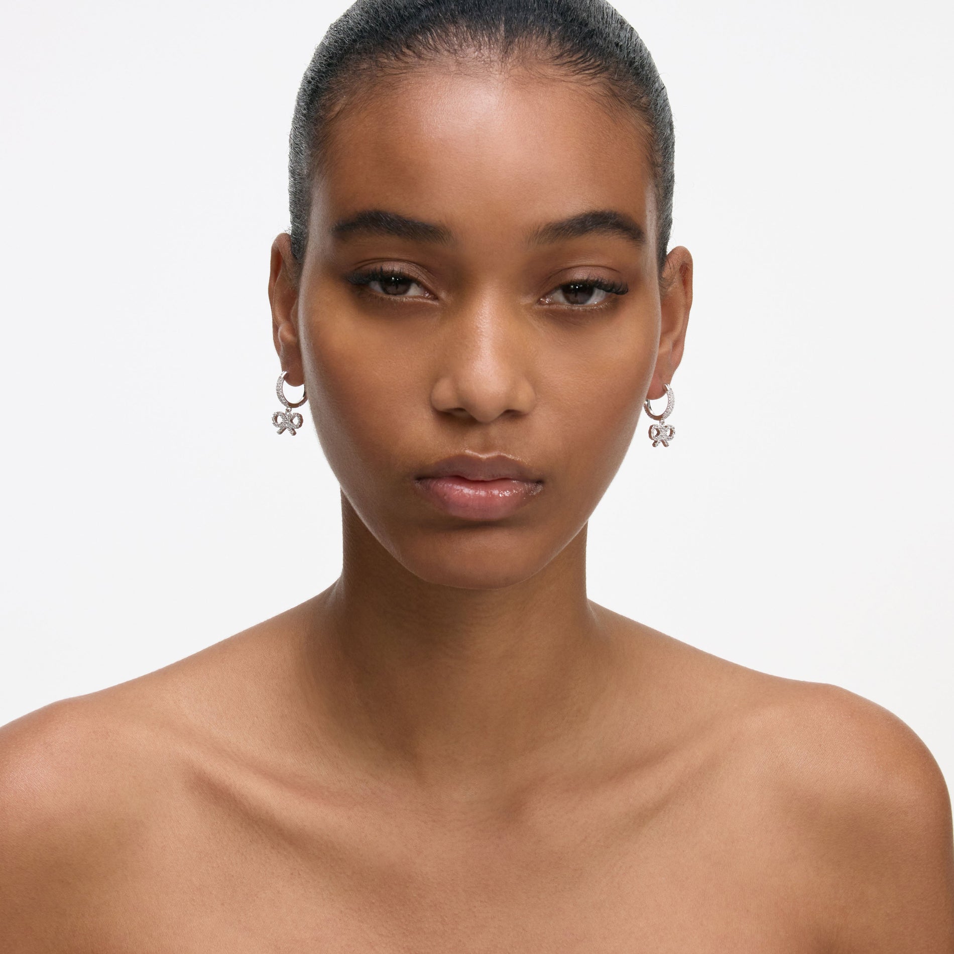 Crystal Bow Hoop Earrings