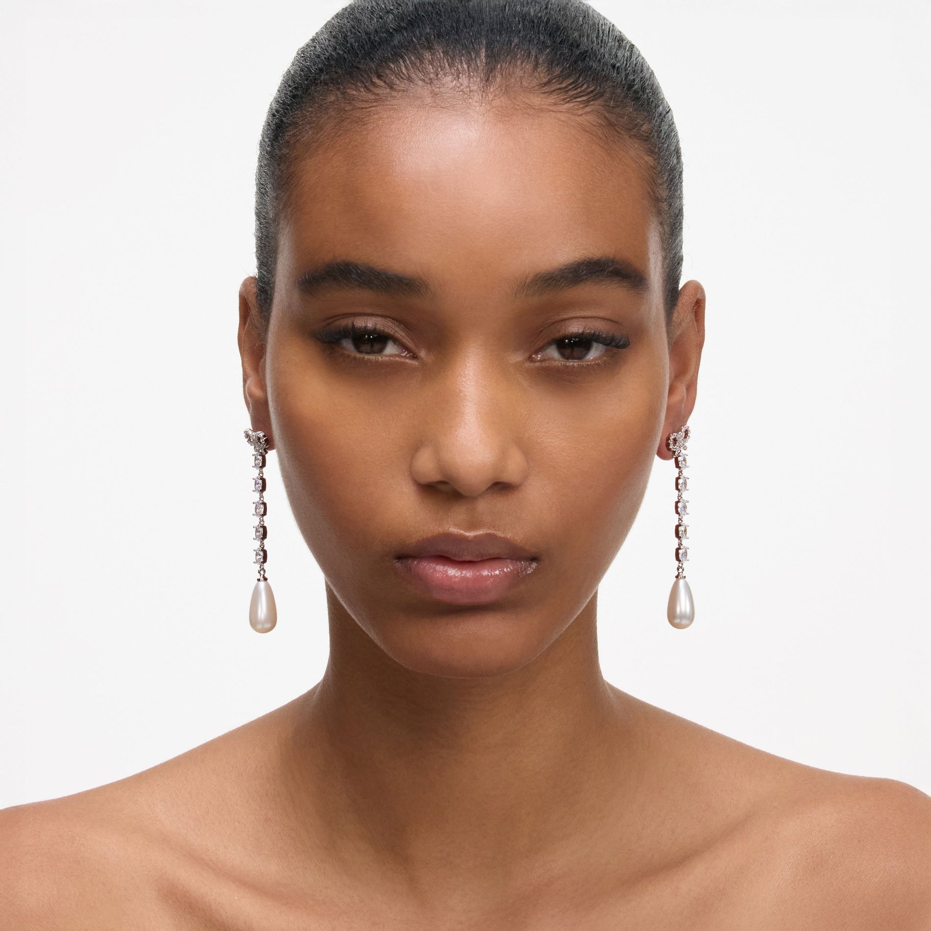 Bow Pearl Droplet Earrings