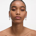 Crystal Bow Pearl Earrings