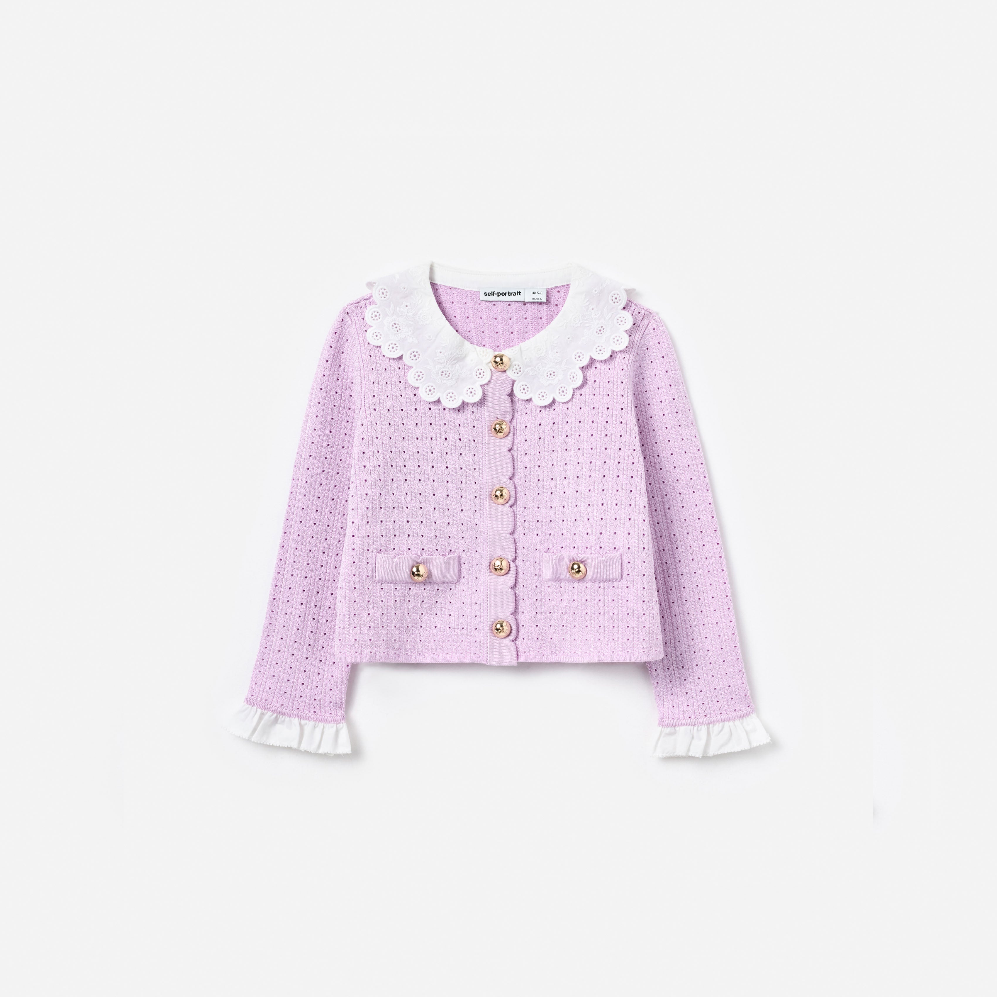 Pink Pointelle Ribbed Knit Cardigan