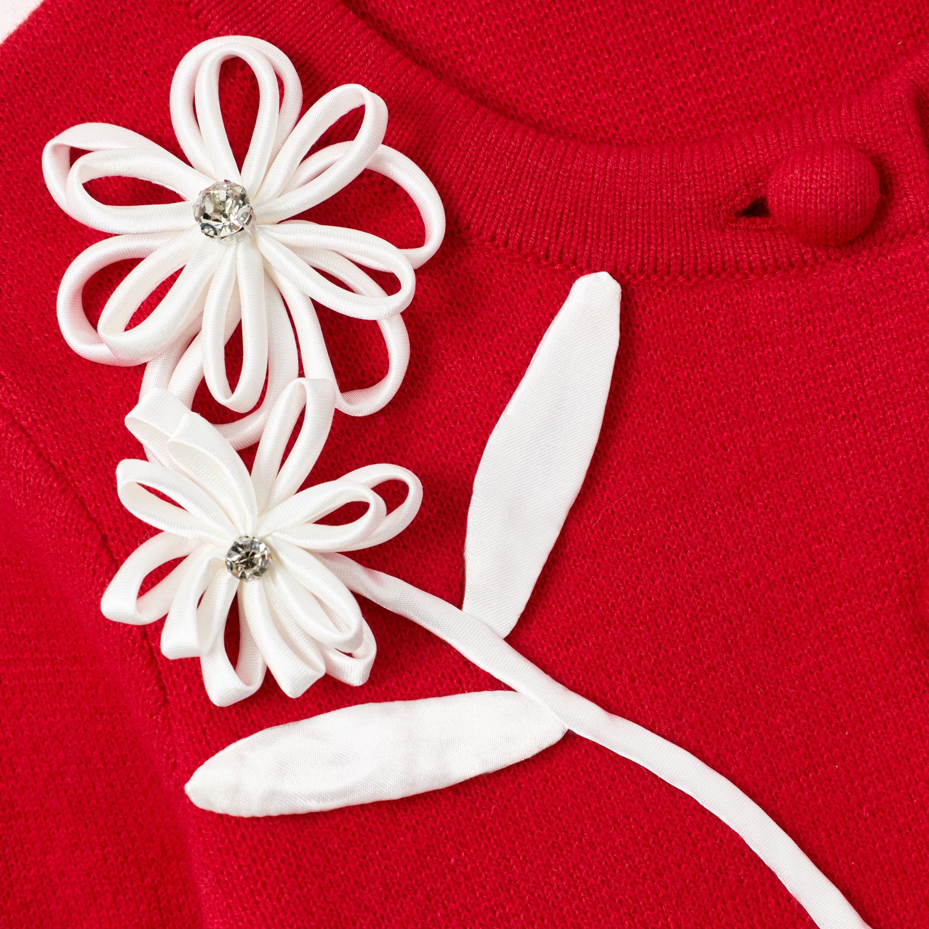 Red Flower Trim Cardigan