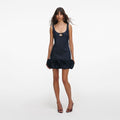 Indigo Denim 3D Flower Mini Dress