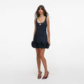 Indigo Denim 3D Flower Mini Dress