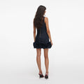 Indigo Denim 3D Flower Mini Dress
