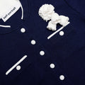 Navy Crochet Flower Knit Midi Dress