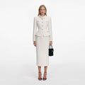 Cream Boucle Tailored Midi Dress