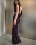 Burgundy Rhinestone Drape Maxi Dress