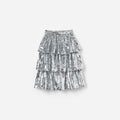 Silver Sequin Tiered Skirt