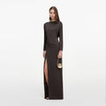 Brown Jersey Open Back Maxi Dress