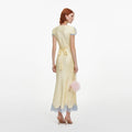 Yellow Viscose Lace Midi Dress