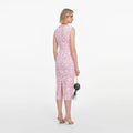Pink Lace Beaded Trim Midi Dress