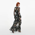 Navy Floral Georgette Maxi Dress