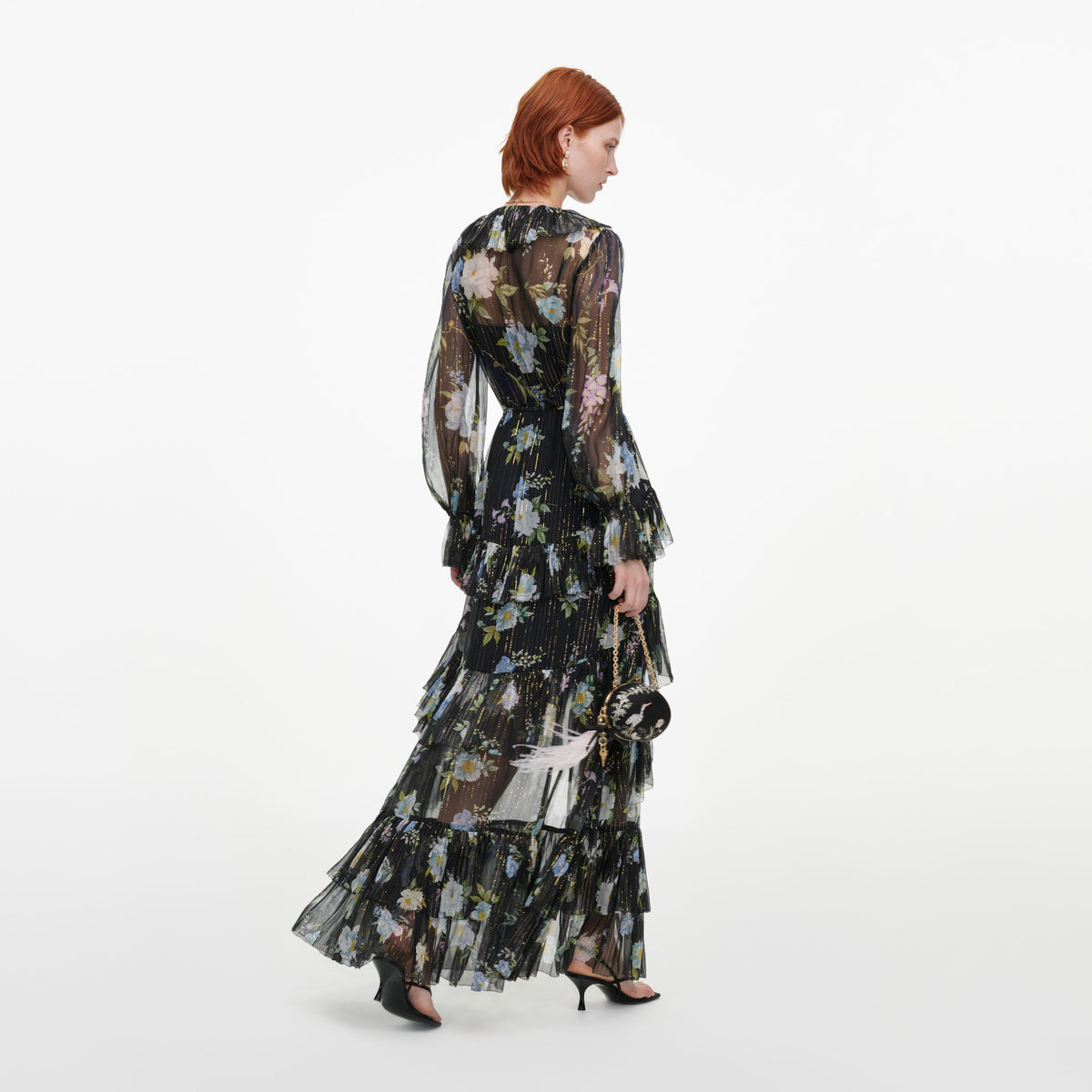 Navy Floral Georgette Maxi Dress