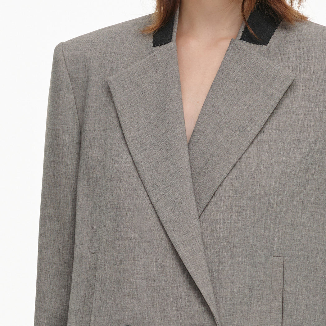 Brown Twill Double Breasted Jacket