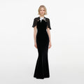 Black Velvet Cape Maxi Dress