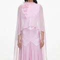 Pink Satin Jersey Cape Maxi Dress