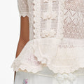 Cream Pointelle Knit Wrap Peplum Top