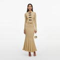 Gold Metallic Knit Midi Dress