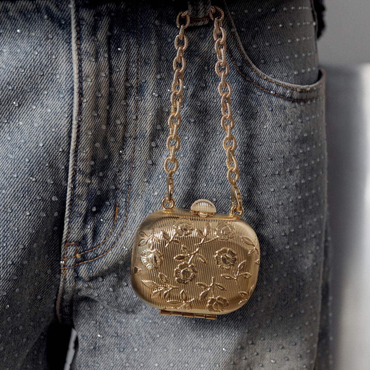 Gold Floral Engraved Airpod Case