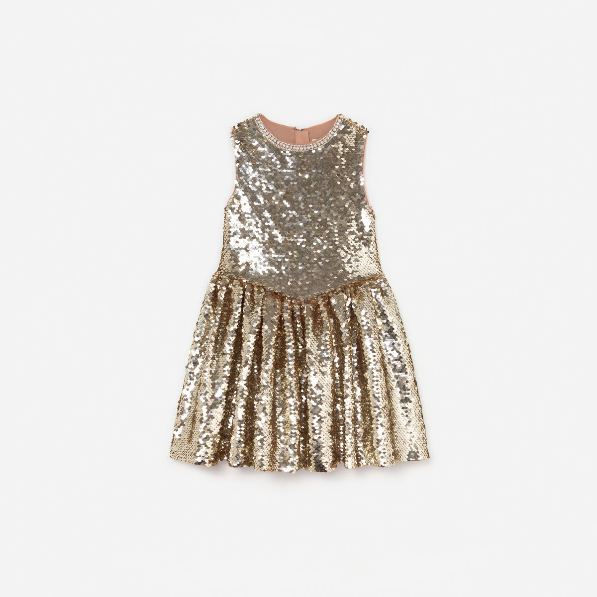 Gold Sequin Gathered Dress