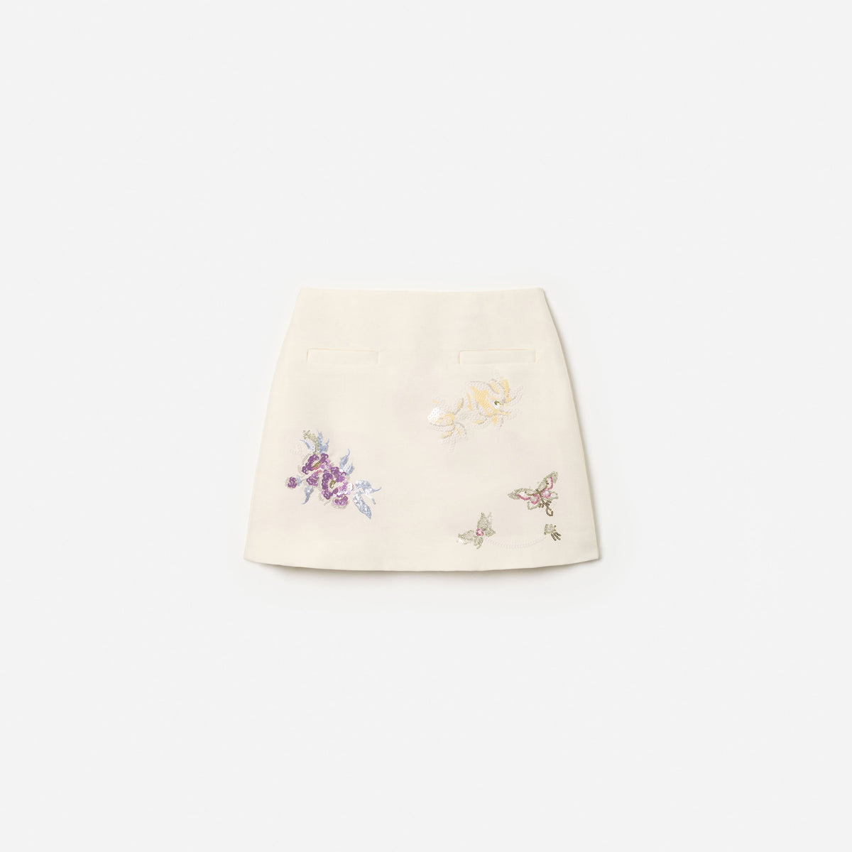 Cream Floral  Jacquard Skirt