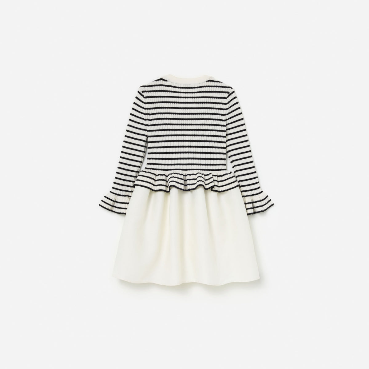 Cream Striped Ribbed Knit Mini Dress