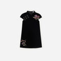 Black Velvet Flower Embellished Dress