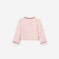 Pink Textured  Boucle Frill Collar  Jacket