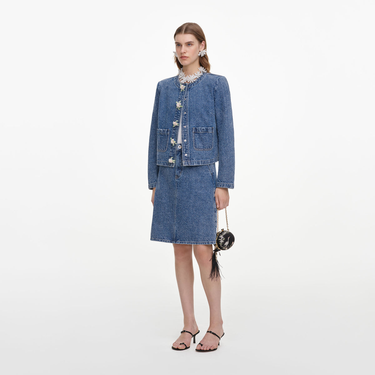 Textured Denim Mini Skirt
