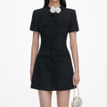 Black Boucle Flower Mini Dress
