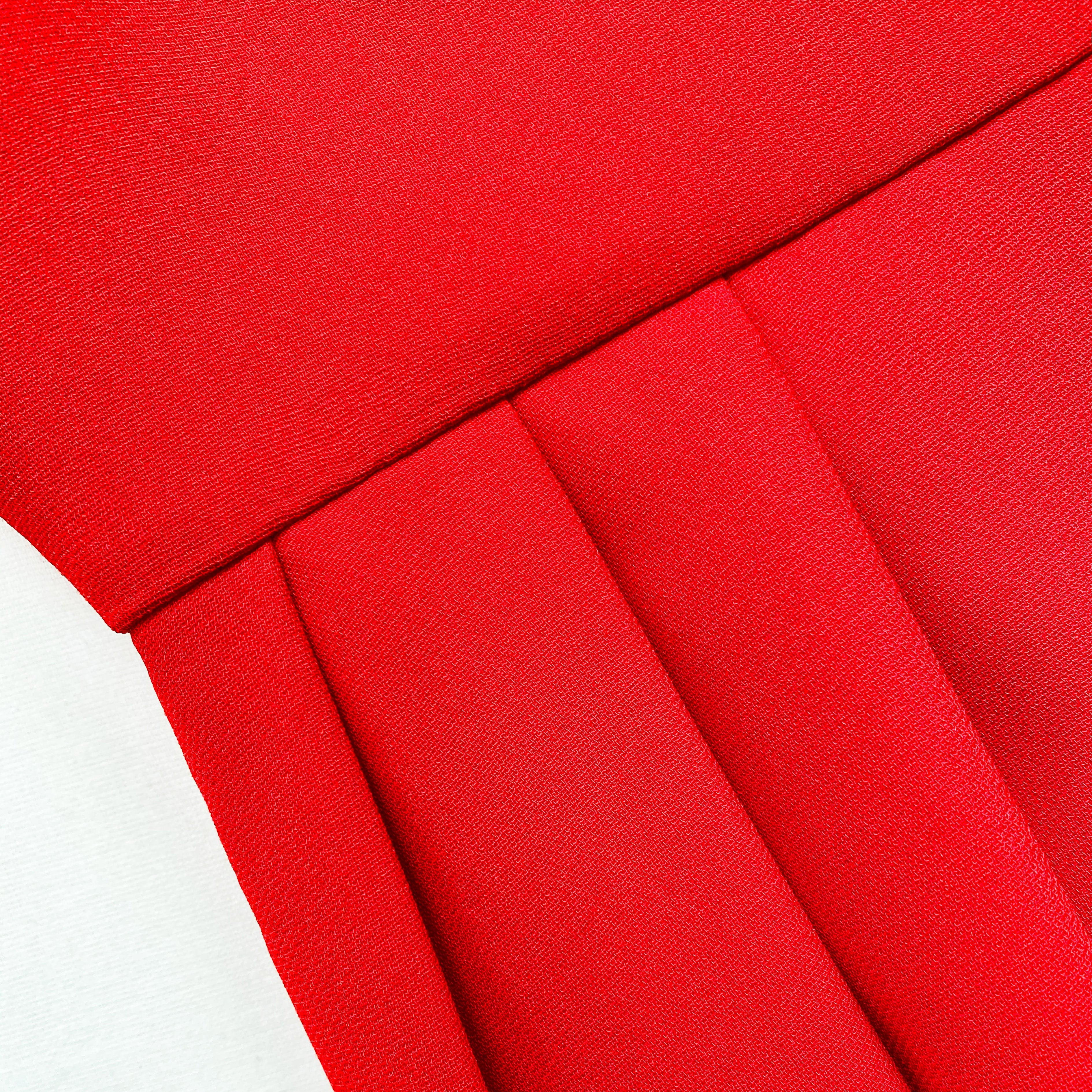 Red Crepe Bow Midi Dress