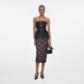Black Floral Lace Midi Skirt