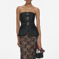 Black Floral Lace Midi Skirt