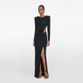 Black Rhinestone Embellished Maxi Dress